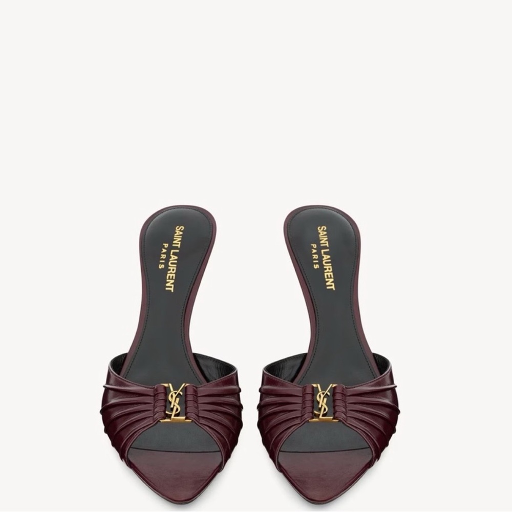 Saint Laurent Burgundy Mules Sz 7